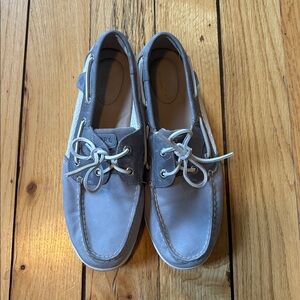 Sperry Top-Sider Gray Boat Shoes with White Laces
